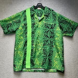 Vintage Unique Designs Hawaiian Shirt Mens 4XL Green Short Sleeve Button Up